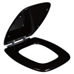 Assento Sanitário Formatos Stylus e Primula Plus com Fechamento Comum Quadrado MDF Preto Sicmol