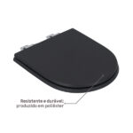 Assento Sanitário Formatos Carrara com Soft Close Quadrado Poliéster Preto Fosco Policlass - Imagem 3
