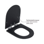Assento Sanitário Formatos Carrara com Soft Close Quadrado Poliéster Preto Fosco Policlass - Imagem 4