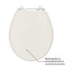 Assento Sanitário Formatos Ravena, Targa, Izy e Studio com Fechamento Comum Oval MDF Creme Sicmol - Imagem 2
