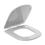 Assento Sanitário Formatos Vogue Plus e Etna com Fechamento Comum Quadrado MDF Cinza Real Sicmol