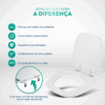 Assento Sanitário Poliester Flex Branco Para Vaso Deca - Imagem 3