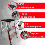 Banqueta Escada Alumínio 03 Degraus Comfort Alumasa 03 Degraus - Imagem 2