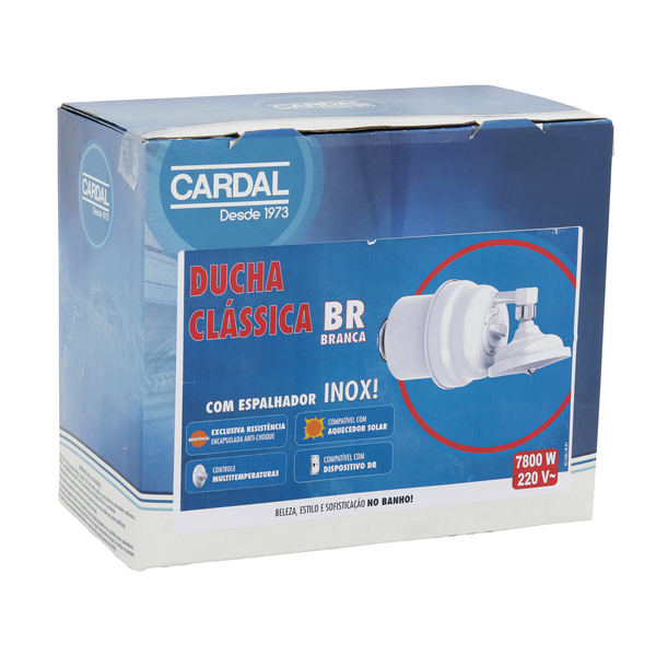 chuveiro_eletrico_220v_branco_classica_cardal_86731666_b2db_600x600.jpg Chuveiro Elétrico Multitemperatura 220V 7800w Branco Redondo Clássica Cardal - Imagem 5