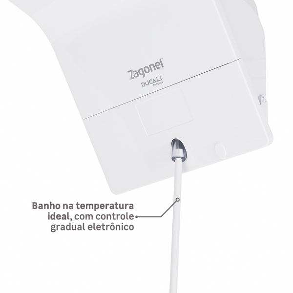 Chuveiro Elétrico Eletrônico 127V (110V) 5500w Branco Quadrado Ducali Zagonel - Imagem 7