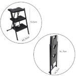 Escada 3 Degraus Dobrável Resistente Aço Anodilar Preta - Imagem 5