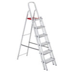Escada De Alumínio Dupla 6 Degraus Natural 120kg Reisam