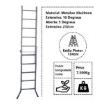 Escada Extensiva 3 Em 1 Metalon 30x20mm 5 E 10 Degraus 134cm - Imagem 4