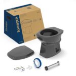 Kit Vaso Sanitário Convencional com Assento Preto Brilhante Saída Vertical Thema Incepa - Imagem 5