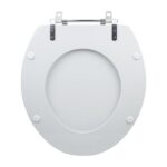 Tampa Vaso Sanitário Madeira Laqueada Oval Convencional Branco Para Bacia Celite - Imagem 5