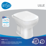 Kit Vaso Sanitário Convencional para Descarga de Parede com Assento Branco Vertical Lille Sensea - Imagem 6